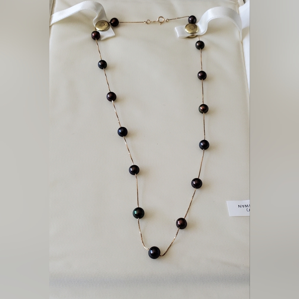 14KT 'BROWFLOATING PEARL' NECKLACE